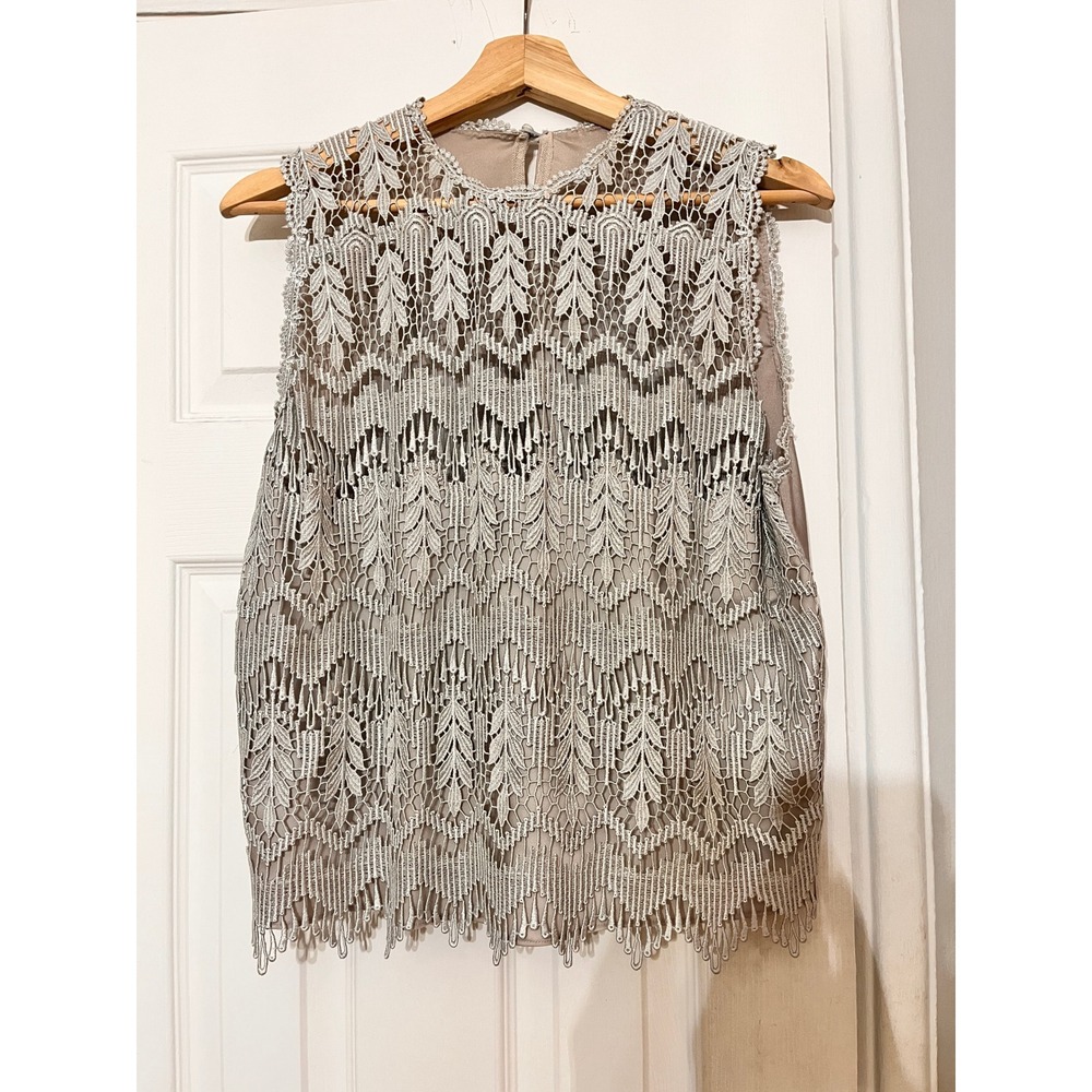 Jonquil by Diane Samandi Lace Overlay Sleeveless Top Silver